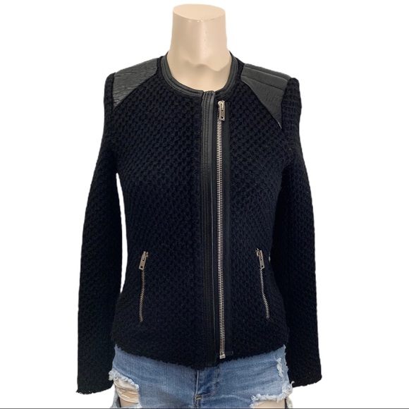 IRO Natasha Leather-trim Chunky-knit Wool Jacket - Picture 6 of 16